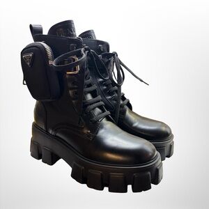 EUC Authentic Prada Monolith leather and Re-Nylon boots size 5.5/35.